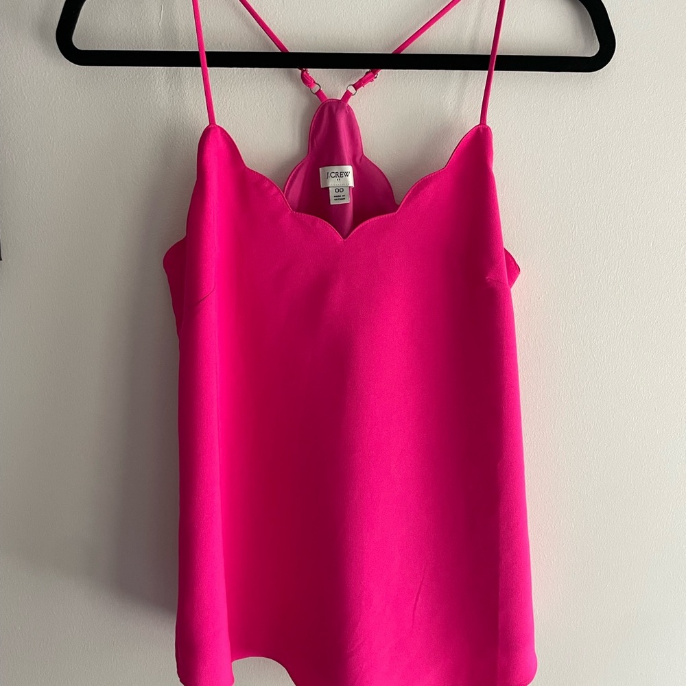 J Crew Hot Pink Scallop Blouse